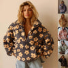 Winter Flowers Lambskin Sweatshirt Women | Cozy Zip-Up Pocket Pullover by FitiqueFit