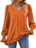 V-Neck Long Sleeve Ruffle Cuff Blouse by Wild and Free Boutique