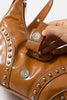 Fame Faux Leather Studded Trim Shoulder Bag Crossbody