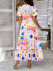 Elegant Printed V-Neck Short Sleeve Maxi Dress Beautiful Casual Women Long Dress by Stevvex