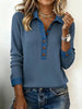 Contrast Color Button-Detail Pullover Knit Top – Women’s Elegant Commuter by FitiqueFit