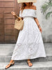 White Stylish Off-Shoulder Maxi Dress Elegant Short Sleeve Summer Dress by Stevvex