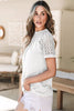 White Seamed Detail Contrast Lace Raglan Sleeve Tee by Wild and Free Boutique