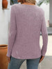 Ribbed Knit Long Sleeve Button Detail T-Shirt by Simply Love