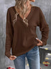 V-Neck Waffle Knit T-Shirt by Simply Love