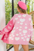 BiBi Heart Color Block V-Beck Knit Cardigan with Pockets by FitiqueFit