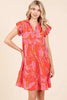Leaf Print Ruffle Sleeve Tiered Mini Dress For Summer – Fluttering, Playful and Feminine Dress with Layered Details by Stevvex