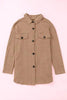Retro Camel Full Size Drop Shoulder Jacket With Button-Up Design Women Jacket by Stevvex