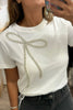 Rhinestone Bow Round Neck Short Sleeve T-Shirt by Simply Love