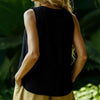 Cotton-Linen Sleeveless V-Neck Button Shirt – 3 Colors, S–2XL by FitiqueFit