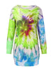 Full Size Tie-Dye Round Neck Long Sleeve Dress Trendy & Comfortable Casual Dress for Women by Stevvex
