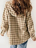 Plaid Snap Down Plush Hooded Jacket Soft & Warm Women Outerwear Cozy And Comfortable Jacket by Stevvex