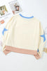 GAME DAY Star Patch Round Neck Long Sleeve Sweatshirt by Wild and Free Boutique