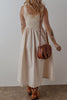 Scoop Neck Ribbed Bodice Sleeveless Midi Tank Dress