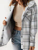 Plaid Snap Down Plush Hooded Jacket Soft & Warm Women Outerwear Cozy And Comfortable Jacket by Stevvex