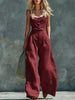 Women's Retro Button-Front High-Waist Wide-Leg Jumpsuit by FitiqueFit
