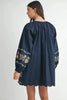 Embroidered Long Sleeve Peasant Mini Dress For Women – Embroidered Mini Dress, Long Sleeve Peasant Dress, Bohemian Dress, Casual Peasant Dress, Timeless Elegance Dress by Stevvex