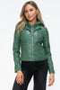Women Classic Snobbish Faux Leather Zip-Up Drawstring Hooded Jacket Edgy & Casual PU Leather Jacket For Streetwear by Stevvex