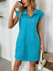Retro Brown Half-Zip Cap Sleeve Mini Dress Classic & Vintage Design Dress For Girls by Stevvex