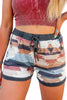White Aztec Print Drawstring Waist Casual Shorts