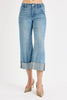 RISEN High Rise Ankle Wide Cuffed Jeans