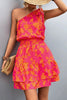 Pink Smocked Printed Single Shoulder Dress Feminine & Flattering Summer Style Dresses by Stevvex