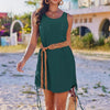 Women's Sleeveless Drawstring Hollow-Out Mini Dress by FitiqueFit
