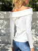 Off-Shoulder Long Sleeve T-Shirt by Simply Love