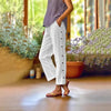 Cropped Pants With Decorative Buttons Along the Side Seams by FitiqueFit