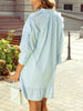Blue Lightweight Ruffled Striped Mini Dress Chic Playful Dress for Women Charming Design Dress by Stevvex