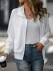 Simple White Zip Up Collared Neck Raglan Sleeve Jacket Comfortable Versatile Casual Women Wear by Stevvex