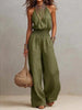 Women's Halter-Neck Backless Wide-Leg Jumpsuit – Solid Color Street Style by FitiqueFit