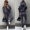 women's two piece solid color hooded sweatshirt set by FitiqueFit