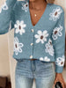 Floral Print Button-Up Knit Cardigan by Wild and Free Boutique