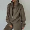 Women's 2-Piece Zip Neck Long Sleeve Sweatshirt & Slim Fit Pants Set by FitiqueFit
