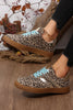 Coffee Faux Suede Leopard Print Sleek PU Leather Detail Lace Up Sneakers by Wild and Free Boutique