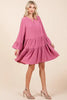 Tiered Notched Flare Sleeve Dress – Fluttering, Playful and Stylish Dress with Ruffled Layers and Trendy Flare Sleeves by Stevvex