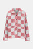 Elegant Checkered Snap Down Long Sleeve Teddy Jacket Soft & Warm Colorful Jacket by Stevvex