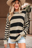 Black Stripe Drop Shoulder Sleeve Patchwork Baggy Sweater by Wild and Free Boutique