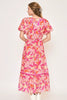 New Summer Floral Notched Puff Sleeve Midi Dress For Women – Fluttering, Elegant Floral Print Midi Dress with Trendy Notched Neckline and Puff Sleeves by Stevvex