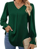 V-Neck Long Sleeve Ruffle Cuff Blouse by Wild and Free Boutique