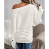 Off-Shoulder Batwing Sweater – Loose Knit Pull-Over for Fall by FitiqueFit