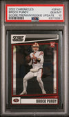 Graded 2022 Panini Chronicles Brock Purdy #SP401 Score Premium Rookie Update RC Football Card PSA 10 Gem Mint