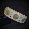 The "Maximus" collar 2.5 inch wide white & gold by Bestia Dog Gear