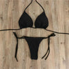 2pcs Bikini Set Padded Bra Women Push-Up Solid Swimwear Bandage Bathing Suit Swimsuit Swimming Suit Knotted String Triangle Bikini Tie Side High Cut Cheeky Bikini Set by Stevvex