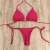 2pcs Bikini Set Padded Bra Women Push-Up Solid Swimwear Bandage Bathing Suit Swimsuit Swimming Suit Knotted String Triangle Bikini Tie Side High Cut Cheeky Bikini Set by Stevvex