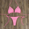 2pcs Bikini Set Padded Bra Women Push-Up Solid Swimwear Bandage Bathing Suit Swimsuit Swimming Suit Knotted String Triangle Bikini Tie Side High Cut Cheeky Bikini Set by Stevvex
