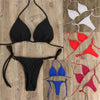 2pcs Bikini Set Padded Bra Women Push-Up Solid Swimwear Bandage Bathing Suit Swimsuit Swimming Suit Knotted String Triangle Bikini Tie Side High Cut Cheeky Bikini Set by Stevvex