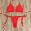 2pcs Bikini Set Padded Bra Women Push-Up Solid Swimwear Bandage Bathing Suit Swimsuit Swimming Suit Knotted String Triangle Bikini Tie Side High Cut Cheeky Bikini Set by Stevvex