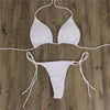 2pcs Bikini Set Padded Bra Women Push-Up Solid Swimwear Bandage Bathing Suit Swimsuit Swimming Suit Knotted String Triangle Bikini Tie Side High Cut Cheeky Bikini Set by Stevvex
